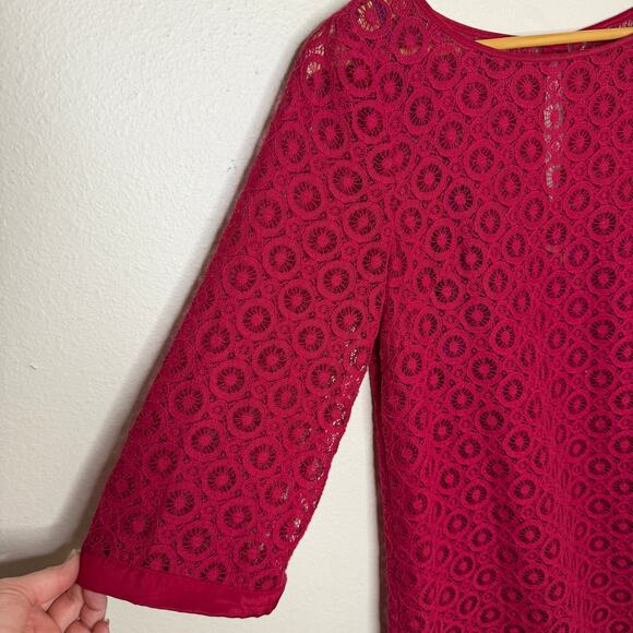 Laundry By Shelli Segal Rouge Red Lace Overlay Dress Size 4 - Picture 2 of 11